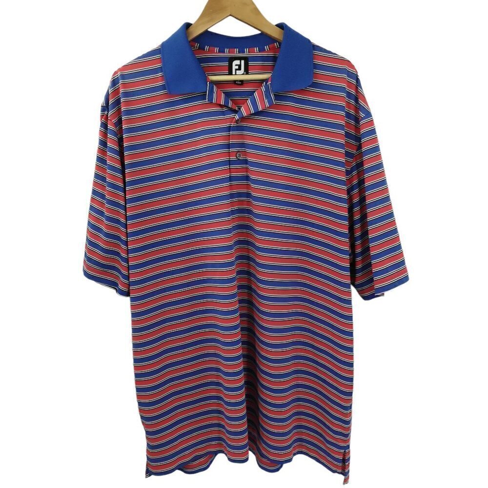 FootJoy FJ Striped Golf Wicking Polo Shirt Size XXL Lightweight Performance Red